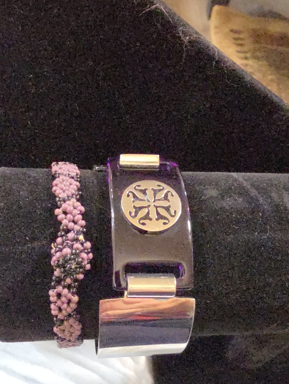 Rustic Cuff Purple Acrylic Cuff with Silver Logo Medallion